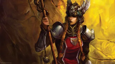 Fierce Woman Warrior Stands Tall Fantasy Wallpaper 4K 1920x1080 A, Fierce, Woman, Warrior, Stands, Tall, Adorned, In, Armor, Braided, Hair, Feathered, Orange, Brown, Ultrawide, Full HD