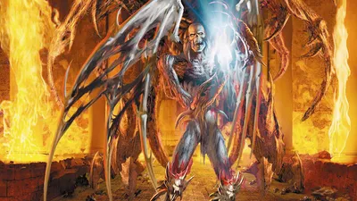 Vibrant Dark Wallpaper Black/Dark Wallpaper 4K 1920x1080 Dark, Creature, With, Tattered, Wings, Stands, Amid, Flames, Wielding, Glowing, Energy, Intense, White, Brown, Gray, Ultrawide, Full HD