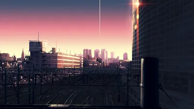Vibrant Anime Cityscape Dusk World Wallpaper 4K 1920x1080 A, Vibrant, Anime, Cityscape, At, Dusk, Featuring, Skyline, Silhouettes, Glowing, Buildings, Creating, Pink, Gray, White, Ultrawide, Full HD