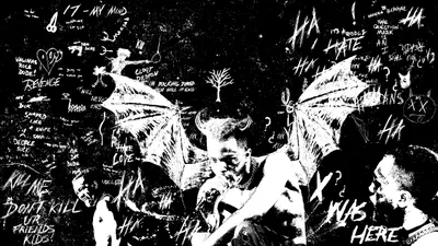 Golden Artist Wallpaper Abstract Wallpaper 4K 2560x1440 Hd, Desktop, Wallpaper:, Featuring, Artist, Xxxtentacion, Surrounded, By, Handwritten, Lyrics, Drawings, Including, White, Ultrawide, QHD