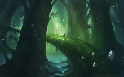 Serene Serene Wallpaper Fantasy Wallpaper 4K 1500x938 A, Serene, Fantasy, Forest, With, Towering, Trees, And, Glowing, Moss-covered, Bridge, Soft, Gray, Ultrawide