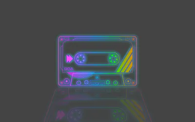Neon Outlined Retro Cassette Tape Technology Wallpaper 4K 2560x1600 Brown, Ultrawide, QHD