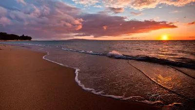 Serene Serene Wallpaper Nature Wallpaper 4K 1920x1080 Hd, Desktop, Wallpaper, Of, A, Serene, Beach, At, Sunset, Showcasing, Ocean, Waves, Gray, Ultrawide, Full HD