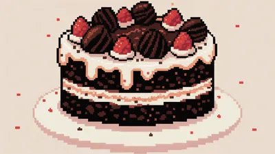Pixel Art Black Forest Black/Dark Wallpaper 4K 4608x2592 4K, Ultra, Hd, Pixel, Art, Wallpaper, Of, A, Black, Forest, Cake, Chocolate, White, Ultrawide