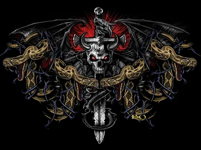 Radiant Dark Wallpaper Black/Dark Wallpaper 4K 1920x1440 Dark, Fantasy, Hd, Wallpaper, Featuring, A, Horned, Skull, Entwined, Chains, Sword, Two, Gray, Brown, Landscape, Full HD