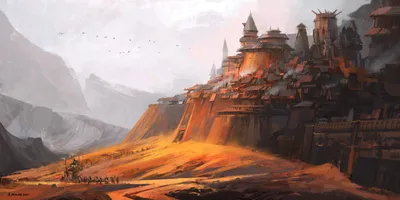 Caravan Fantasy City Cars Wallpaper 4K 2500x1250 White, Full HD, Ultrawide