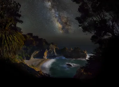 Vivid Mcway Wallpaper Nature Wallpaper 4K 4096x3014 Hd, Wallpaper:, Of, Mcway, Falls, In, Big, Sur, California, Starry, Night, Sky, Gray, Brown, Landscape, 4k