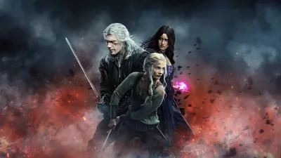 Key Characters Witcher Abstract Wallpaper 4K 2400x1350 Gray, Brown, Full HD, Ultrawide