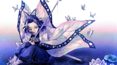 Vibrant Shinobu Wallpaper Abstract Wallpaper 4K 3840x2160 Hd, Desktop, Wallpaper:, Featuring, Shinobu, Kochou, From, Demon, Slayer, Kimetsu, Yaiba, Surrounded, White, Ultrawide, 4k