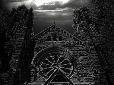 Dark Gothic Cathedral Stonework Wallpaper 4K, Black/Dark category