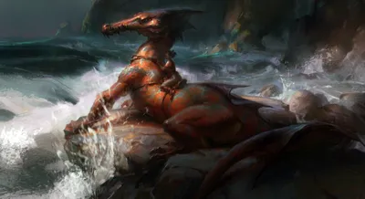 Fantasy Creature Resembling Dragon Reclining Fantasy Wallpaper 4K 2600x1418 Gray, White, Ultrawide, QHD