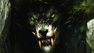Calm Dark Wallpaper Black/Dark Wallpaper 4K 1920x1080 A, Dark, And, Menacing, Werewolf, Emerges, From, The, Shadows, Featuring, Glowing, Green, White, Ultrawide, Full HD
