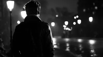 Bright Man Wallpaper Black/Dark Wallpaper 4K 2912x1632 A, Man, In, Jacket, Standing, The, Night, Streetlights, Portrayed, High-definition, Black, White, Brown, Ultrawide, QHD