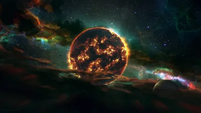 Calm Vibrant Wallpaper Space Wallpaper 4K 1920x1080 A, Vibrant, Sci-fi, Depiction, Of, Fiery, Sun, Surrounded, Cosmic, Clouds, Stars, Creating, Brown, Purple, Ultrawide, Full HD