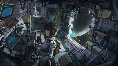 Misty Anime Wallpaper Space Wallpaper 4K 1920x1080 Hd, Desktop, Wallpaper:, Featuring, An, Anime, Astronaut, Inside, Detailed, Space, Station, View, Gray, Ultrawide, Full HD