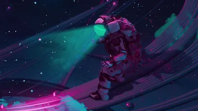 Sci Astronaut Vibrant Space Glowing Space Wallpaper 4K 3840x2160 A, Sci-fi, Astronaut, In, Vibrant, Space, Scene, Glowing, Blue, Pink, Lights, Captured, Brown, Ultrawide, 4k