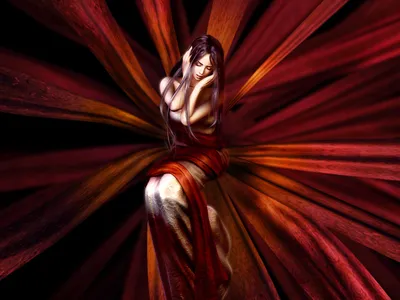 Dark Fantasy Wallpaper Fantasy Wallpaper 4K 1920x1440 A, Fantasy-inspired, Hd, Wallpaper, Featuring, Woman, Draped, Flowing, Red, Fabrics, Set, Against, Brown, Landscape, Full HD