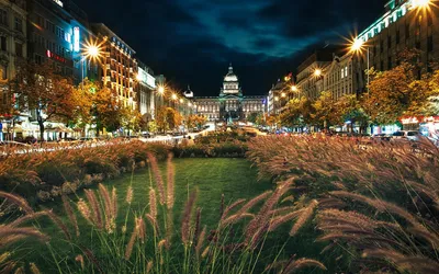 Night Man Boulevard Prague World Wallpaper 4K 1920x1200 Brown, Full HD, Ultrawide