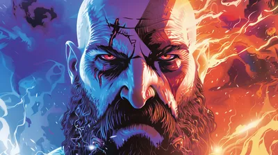 Kratos God War Abstract Wallpaper 4K 2912x1632 Hd, Wallpaper:, Featuring, Kratos, From, God, Of, War, Vibrant, Fiery, Electric, Desktop, White, Brown, Ultrawide, QHD