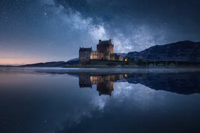 Vibrant Eilean Wallpaper Space Wallpaper 4K 2048x1365 Eilean, Donan, Castle, In, Scotland, Illuminated, At, Night, Reflected, Calm, Waters, Under, Brown, Gray, Ultrawide, Full HD