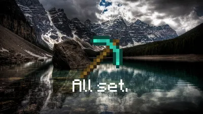 Minecraft Themed Serene Lake Nature Wallpaper 4K 1920x1080 A, Stunning, Hd, Minecraft-themed, Desktop, Wallpaper, Featuring, Serene, Lake, Mountains, Highlighted, Pixelated, White, Gray, Ultrawide, Full HD