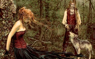 Crisp Dark Wallpaper Animals Wallpaper 4K 1680x1050 A, Dark, Gothic, Hd, Wallpaper:, Featuring, Woman, Flowing, Dress, Man, Vintage, Attire, Brown, Gray, Ultrawide