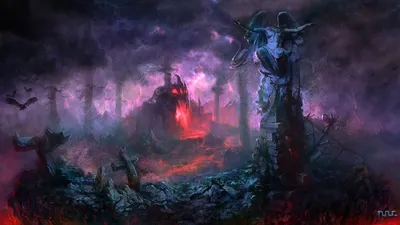 Serene Dark Wallpaper Black/Dark Wallpaper 4K 1920x1080 A, Dark, Atmospheric, Landscape, Featuring, Eerie, Ruins, And, Ominous, Statues, Creating, Haunting, Gray, Brown, Ultrawide, Full HD