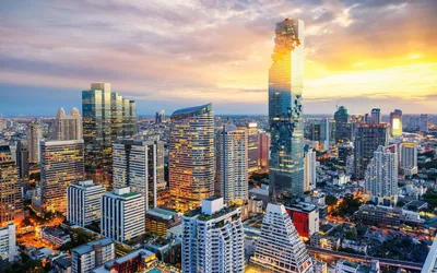 Bangkok Man Skyline Sunset Glowing Nature Wallpaper 4K 1920x1200 Gray, White, Full HD, Ultrawide