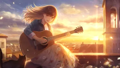 Golden Anime Wallpaper Animals Wallpaper 4K 1900x1086 Anime-themed, Hd, Wallpaper, Of, A, Smiling, Girl, With, Long, Brown, Hair, Playing, White, Ultrawide