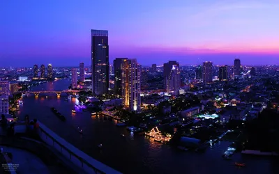 Vibrant Bangkok Skyline Twilight Illuminated Nature Wallpaper 4K 2560x1600 White, Ultrawide, QHD
