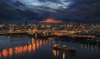 Bangkok Thailand Dusk World Wallpaper 4K 3300x1953 Brown, Gray, Ultrawide, QHD