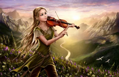 Vibrant Woman Wallpaper Nature Wallpaper 4K 1920x1246 A, Woman, Plays, The, Violin, Amidst, Vibrant, Mountain, Landscape, Sunrise, Surrounded, Blooming, White, Gray, Ultrawide, Full HD