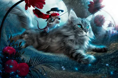 Whimsical Fantasy Majestic Cat Leaping Animals Wallpaper 4K 2500x1667 A, Whimsical, Fantasy, Scene, Featuring, Majestic, Cat, Leaping, Through, Mystical, Landscape, Tiny, White, Full HD