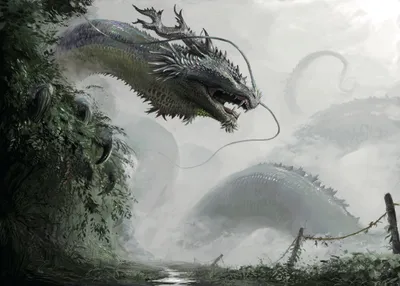 Fierce Fantasy Dragon Emerging Fantasy Wallpaper 4K 2154x1536 Hd, Desktop, Wallpaper, Featuring, A, Fierce, Fantasy, Dragon, Emerging, Misty, Lush, Greenery, Gray, White, Landscape, Full HD