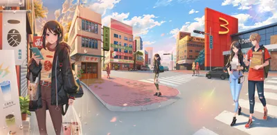 Bold Anime Wallpaper World Wallpaper 4K 3840x1876 Hd, Anime, Cityscape, Featuring, Detailed, Buildings, And, Characters, Bright, Clear, Day, Designed, Gray, Ultrawide, 4K