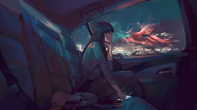 Calm Anime Wallpaper Cars Wallpaper 4K 1920x1080 Hd, Anime, Desktop, Wallpaper:, Featuring, An, Girl, Sitting, Thoughtfully, Inside, Car, Night, Black, Ultrawide, Full HD