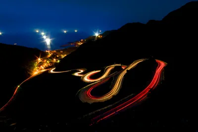 Bright Mesmerizing Wallpaper Cars Wallpaper 4K 3504x2336 A, Mesmerizing, Time-lapse, Photograph, Capturing, The, Light, Trails, Cars, Winding, Along, Coastal, Brown, Landscape, QHD