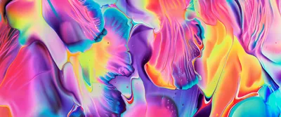 Abstract Art Colorful Fluid Abstract Wallpaper 4K 3440x1440 Yellow, White, Purple