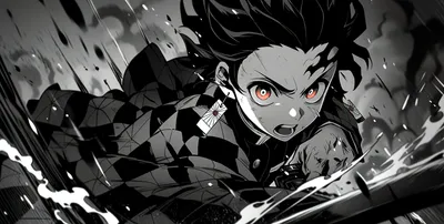 Tanjiro Kamado Demon Slayer Abstract Wallpaper 4K 2563x1295 Hd, Wallpaper, Of, Tanjiro, Kamado, From, Demon, Slayer, Kimetsu, Yaiba, Depicted, Gray, Ultrawide, QHD