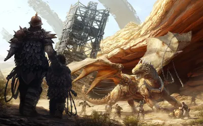 Fantasy Majestic Dragon Armored Fantasy Wallpaper 4K 1680x1050 A, Stunning, Hd, Fantasy, Scene, Features, Majestic, Dragon, Armored, Figures, Desert, Landscape, White, Ultrawide
