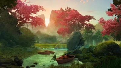 Quad Fantasy Forest Nature Wallpaper 4K 2560x1440 2k, Quad, Hd, Pc, Desktop, Wallpaper, And, Background, Fantasy, Forest, Landscape, Red-leaved, White, Ultrawide, QHD