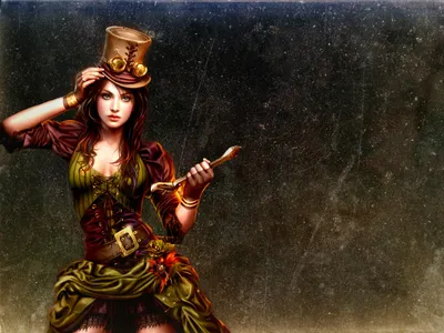 Captivating Fantasy Themed Woman Fantasy Wallpaper 4K 1400x1050 A, Captivating, Fantasy-themed, Hd, Desktop, Wallpaper, Featuring, Woman, Steampunk, Outfit, Complete, Top, Brown, Gray, White, Landscape