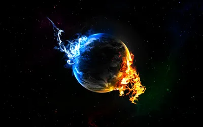 Dreamy Abstract Wallpaper Space Wallpaper 4K 2560x1600 An, Abstract, Sci-fi, Image, Featuring, A, Planet, Split, Between, Vibrant, Blue, Fiery, Brown, Gray, Ultrawide, QHD
