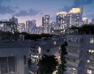 Anime Cityscape Starry Wallpaper 4K, World category
