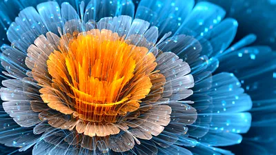 Abstract Fractal Flower Abstract Wallpaper 4K 1920x1080 An, Abstract, Fractal, Flower, With, Vibrant, Orange, And, Blue, Hues, Creating, Striking, Ultrawide, Full HD
