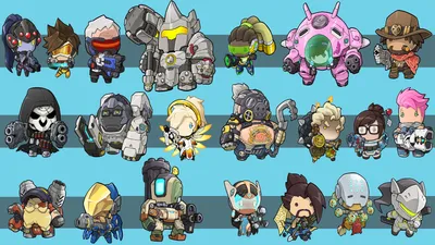 Bright Chibi Wallpaper Abstract Wallpaper 4K 1920x1080 Hd, Desktop, Wallpaper, Of, Chibi-style, Overwatch, Characters, Showcasing, Colorful, Lineup, Heroes, Against, Gray, Ultrawide, Full HD