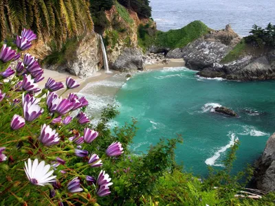 Serene Beach Turquoise Waters Rocky Wallpaper 4K, Nature category