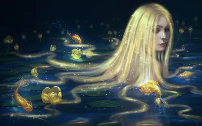 Serene Fantasy Wallpaper Fantasy Wallpaper 4K 1920x1200 A, Fantasy-themed, Hd, Desktop, Wallpaper, Featuring, Serene, Woman, Flowing, Blonde, Hair, Emerging, Gray, Ultrawide, Full HD