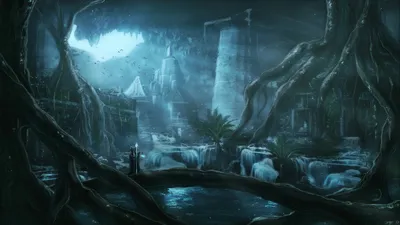 Radiant Mystical Wallpaper Fantasy Wallpaper 4K 2525x1420 A, Mystical, Underground, Scene, Featuring, Wizard, Surrounded, Ancient, Ruins, Illuminated, Dramatic, Sunbeam, White, Gray, Ultrawide, Full HD