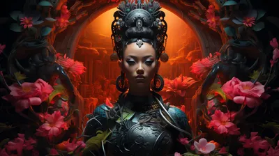 Fantasy Warrior Geisha Adorned Elaborate Fantasy Wallpaper 4K 2912x1632 Hd, Pc, Desktop, Wallpaper, Featuring, A, Fantasy, Warrior, Geisha, Adorned, Elaborate, Armor, Brown, Ultrawide, QHD